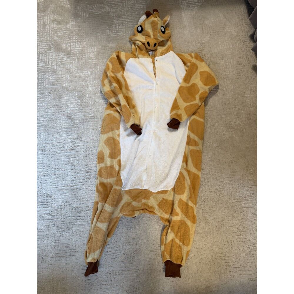 Giraffe Adult Hooded Onesie Size Small Brown Tan One Piece Costume